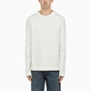 JIL SANDER WHITE COTTON CREW-NECK SWEATER