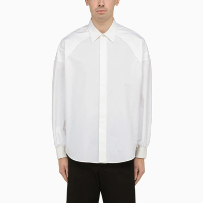 ALEXANDER MCQUEEN WHITE COTTON SHIRT WITH RIBBED CUFFS