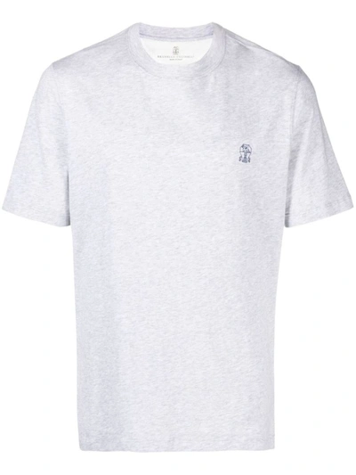 Brunello Cucinelli Logo Cotton T-shirt In Light Grey