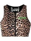 Ganni Leopard-print Zip-up Crop Top In Animal Print