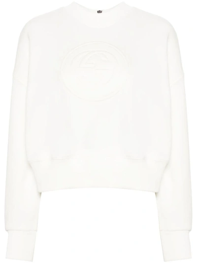 Gucci Interlocking G棉质针织运动衫 In White