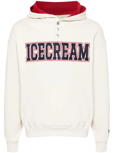Icecream Logo贴花棉连帽衫 In White