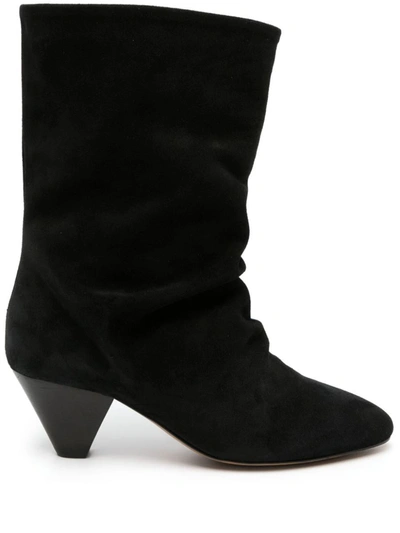 Isabel Marant Reachi Suede Leather Boots In Black
