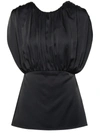 Jil Sander Acetate Blend Top Puffed Sleeves In Black