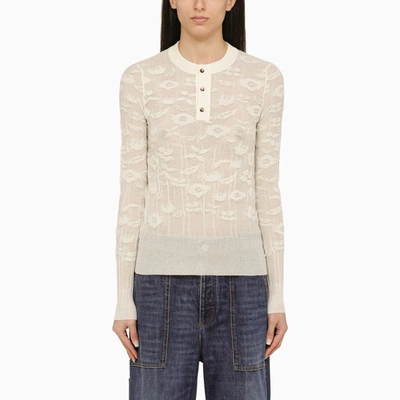 Bottega Veneta Bone-white Embroidered Cotton Jersey