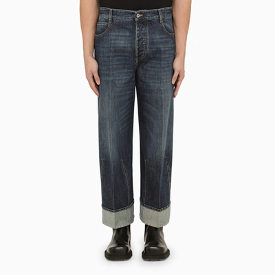 BOTTEGA VENETA BLUE DENIM JEANS WITH TURN-UPS