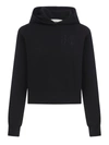 Palm Angels Brushed Cotton Hoodie With Embroidered Hoodie In Black