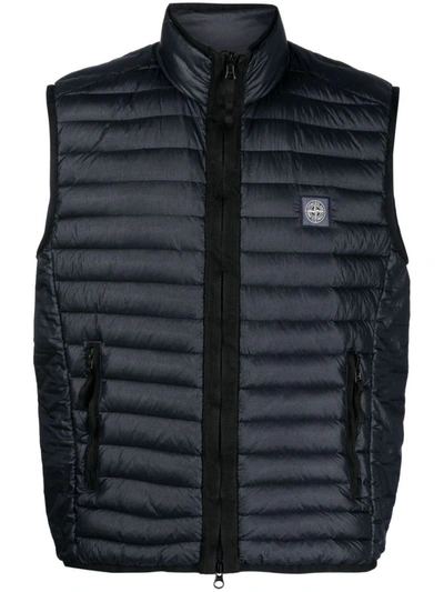 Stone Island Logo Patch Puffer Vest In Navyblue