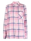 Tekla Checked Flannel Pyjama Shirt In Pink