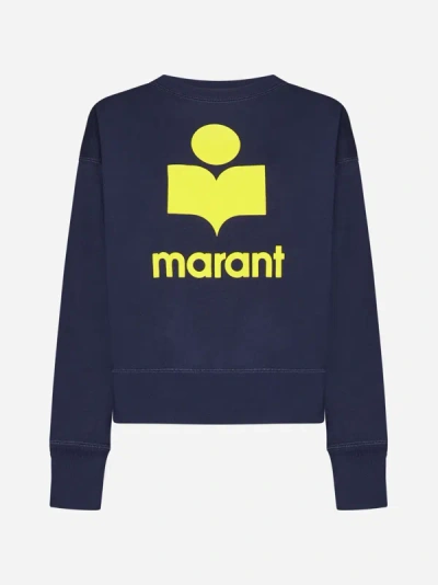 Marant Etoile Mobyli Flocked Cotton-blend Jersey Sweater In Navy,yellow