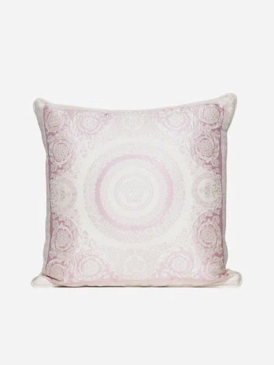 Versace Home Crete De Fleur Jacquard Silk-blend Cushion In Rose
