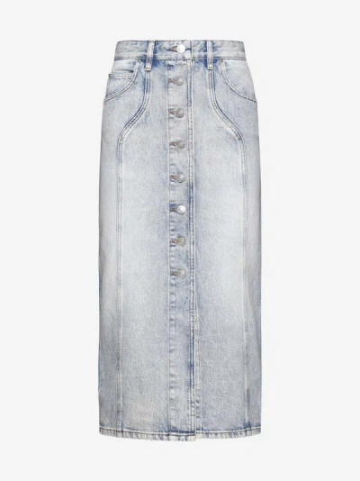 Marant Etoile Vandy Denim Midi Skirt In Light_blue