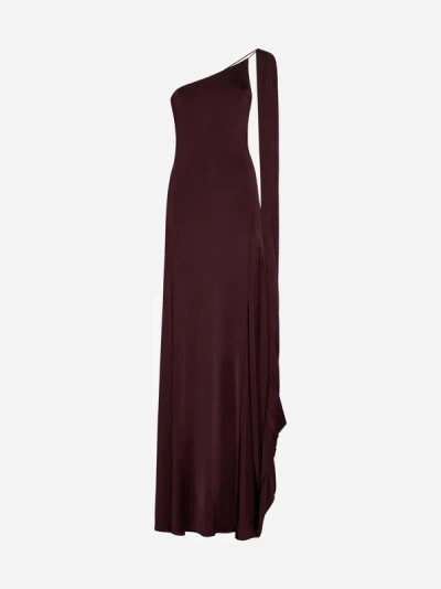 Stella Mccartney Draped Asymmetric Jersey Maxi Dress In Dark Cherry