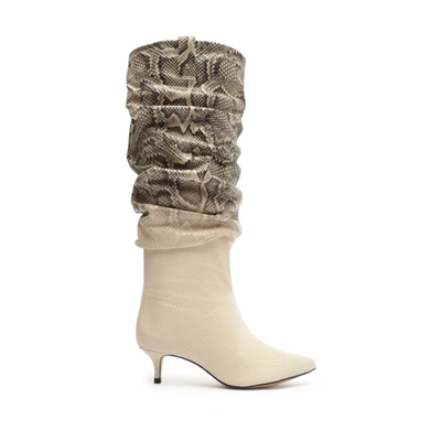Schutz Maryana Slouch Snaked Slouchy Boot In Natural
