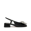 Schutz Leather Bow Slingback Heel In Black, Women's At Urban Outfitters