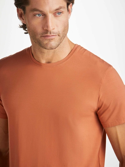 Derek Rose Men's T-shirt Basel Micro Modal Stretch Terracotta In Orange