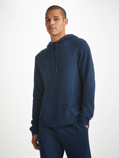 Derek Rose Men's Pullover Hoodie Quinn Cotton Modal Navy