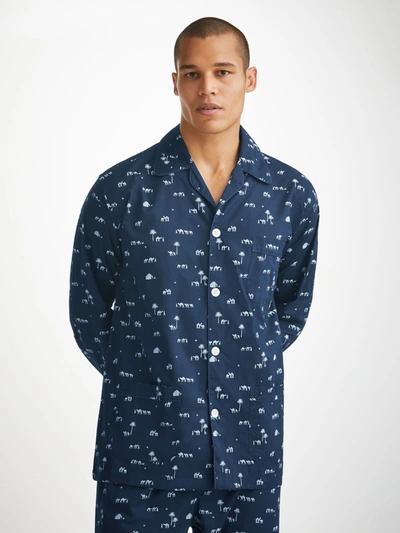 Derek Rose Men's Classic Fit Pyjamas Nelson 99 Cotton Batiste Navy