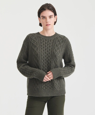 Naadam Super Luxe Cashmere Cable Crewneck Sweater In Olive