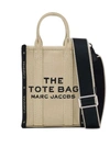MARC JACOBS 'THE PHONE TOTE' BEIGE AND BLACK TOTE BAG WITH LOGO LETTERING IN COTTON BLEND WOMAN