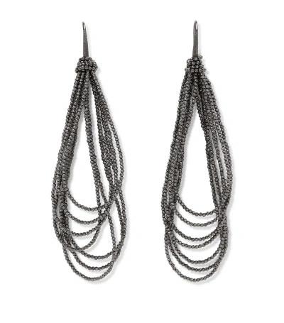 Brunello Cucinelli Sterling Silver Monili Earrings In Black