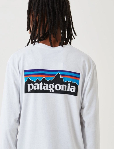 Patagonia P-6 Logo Responsibili-tee Long Sleeved T-shirt In White