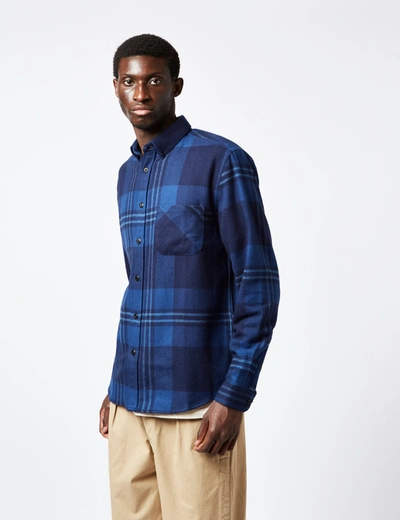 Portuguese Flannel Arquive 82 Checked Organic Cotton-flannel Shirt In Blue
