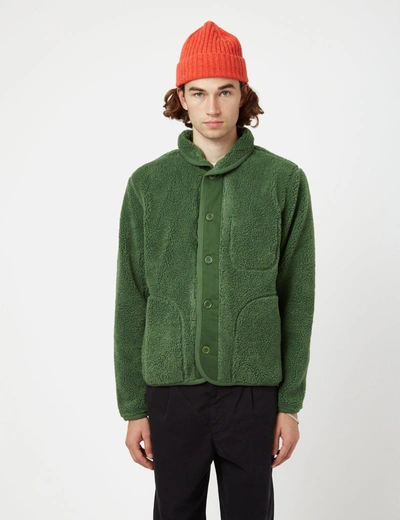 Bhode Shawl Collar Fleece In Green