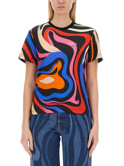 Pucci Marmo Cotton T-shirt In Multicoloured
