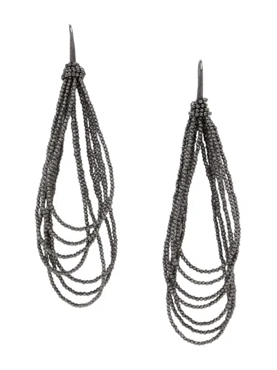Brunello Cucinelli Monili-bead Earrings In Gray