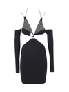 Amazuìn Amazuin Silver Gray Stretch Velvet Long-sleeved Minidress In Black