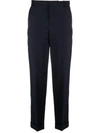 Balmain Draped Straight-leg Cropped Trousers In Blue
