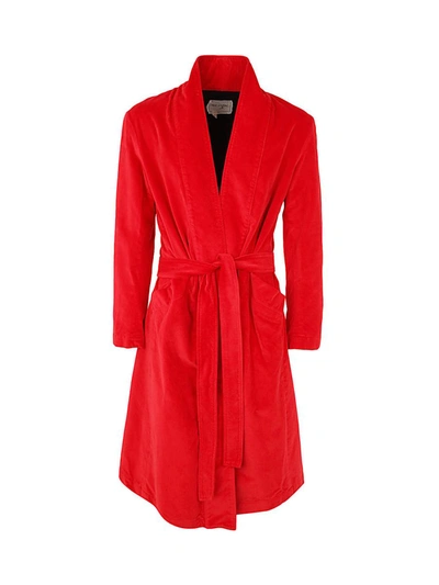 Greg Lauren Velvet Gl1 Overcoat In Red