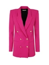 Nina 14.7 Triple Crepe Buttoned Double Breasted Jacket In Pink & Purple