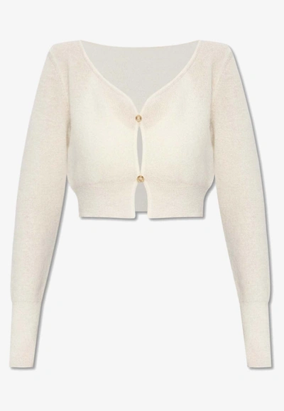 Jacquemus Alzou Cropped Mohair Cardigan In White