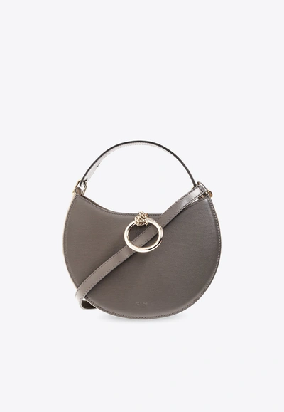 Chloé Arlène Leather Hobo Bag In Gray