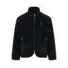Represent Mens Jet Black Logo-embroidered Recycled Polyester-blend Fleece Jacket