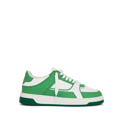 Represent Mens Green Oth Apex Logo-embossed Grained-leather Low-top Trainers In White