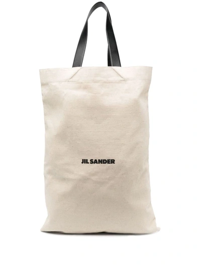 Jil Sander Large Flat Shopper Bags In Brown