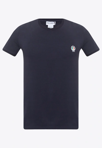 DOLCE & GABBANA CROWN AND LAUREL PATCH CREWNECK T-SHIRT
