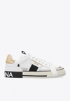Dolce & Gabbana Custom Leather Sneakers With Metallic Inserts In White