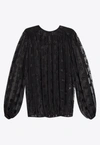 Dolce & Gabbana Logo Jacquard Bishop Sleeves Blouse In Black