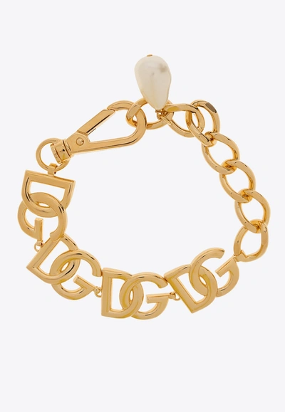 Dolce & Gabbana Logo Link Bracelet In Gold