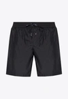 Dolce & Gabbana Logo Plaque Short Swimsuit In Black