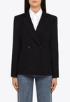 Harris Wharf London Double-breasted Virgin Wool Blazer In Blue