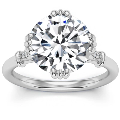 Pompeii3 Certified 6.10ct Round Diamond Platinum Engagement Ring Lab Grown In Silver