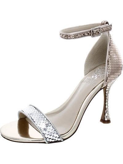 Vince Camuto Ambrinti Womens Open Toe Ankle Strap Heels In Silver