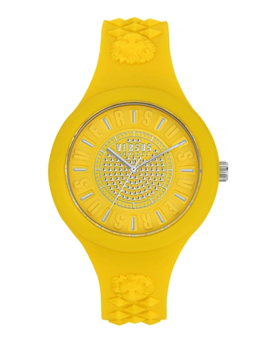 Versus Women's 2 Hand Quartz Fire Island Yellow Silicone Watch, 39mm In Gold