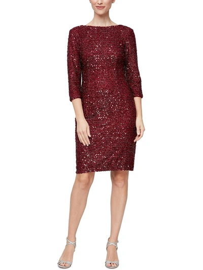 Slny Womens Metallic Sequined Cocktail And Party Dress In Pink