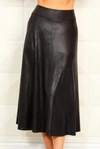 Angel Apparel Vegan Leather Long Skirt In Black In Black
